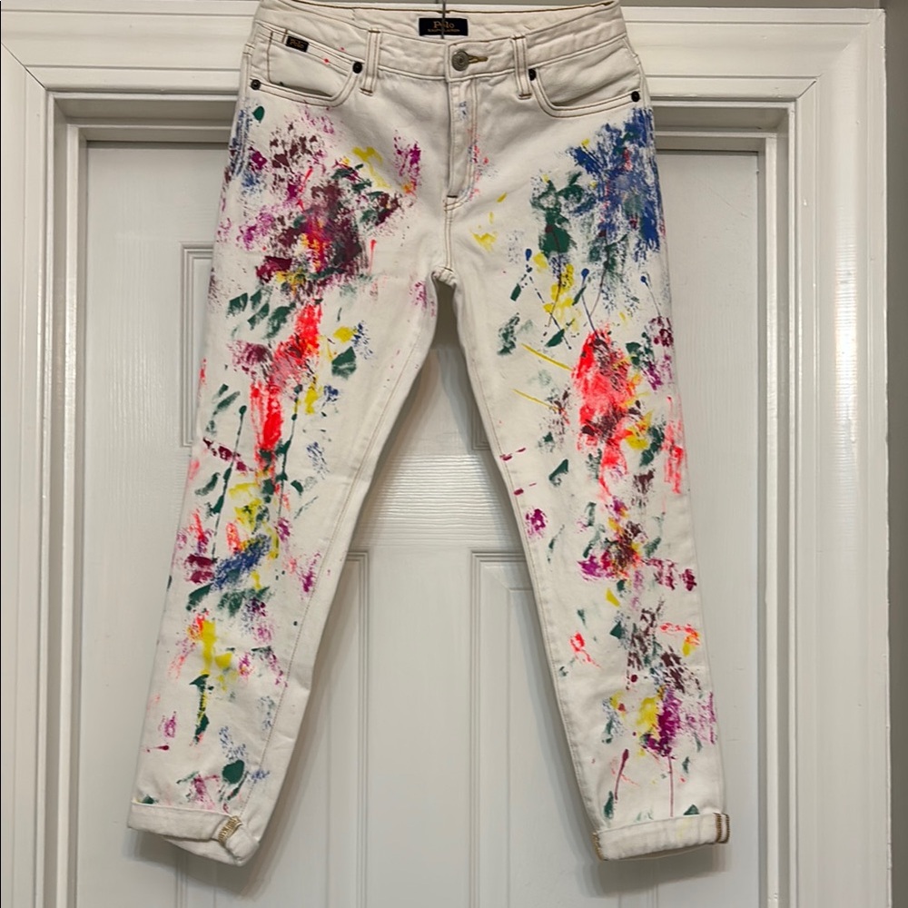 Colorful Paint Splatter Girls Jeans